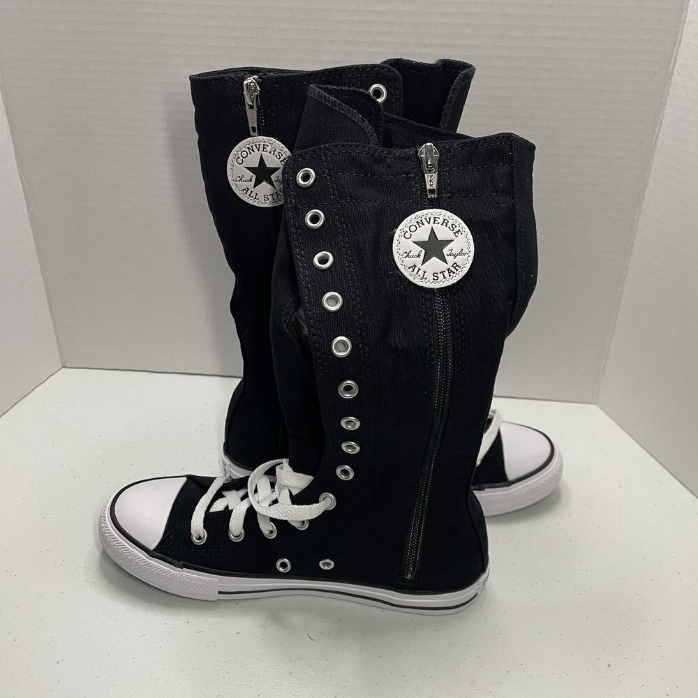Converse Kids Size 3 Shoes NEW Knee High Chuck Taylor All Star XHi Black Zip Up - Picture 8 of 9